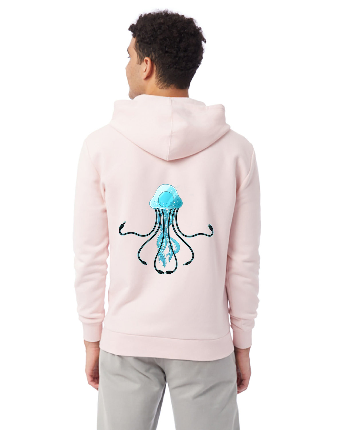 blue jellyfish pink hoodie